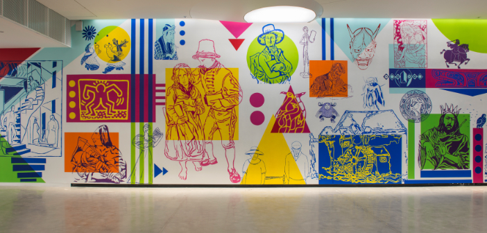 Murals by MU (detail), in the Michel Michel de la Chenelière International Atelier for education and art therapy. Photo MMFA, Denis Farley